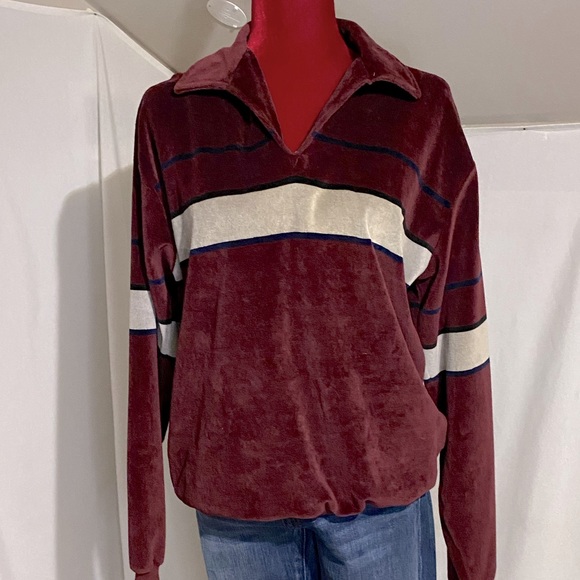 Donegal Sweaters Vintage Donegal Mens Burgundy Long Sleeve Velour